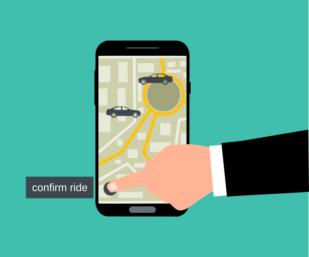 Illustrative user interface of a rideshare app