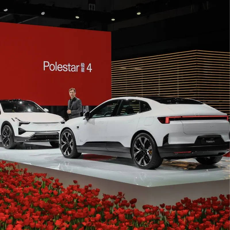 2024 Polestar 4 - White SUV electrci on the stage