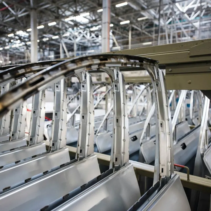 Car Door Frames Stacked In A Manufacturing Plant