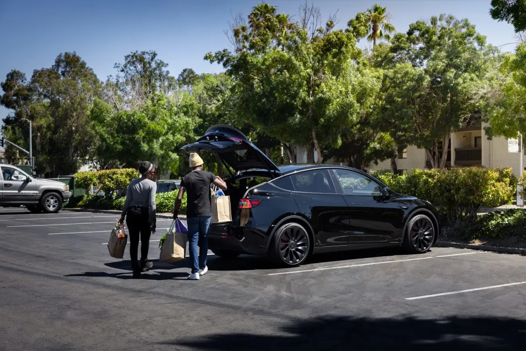 The Tesla Model Y in a parking lot
