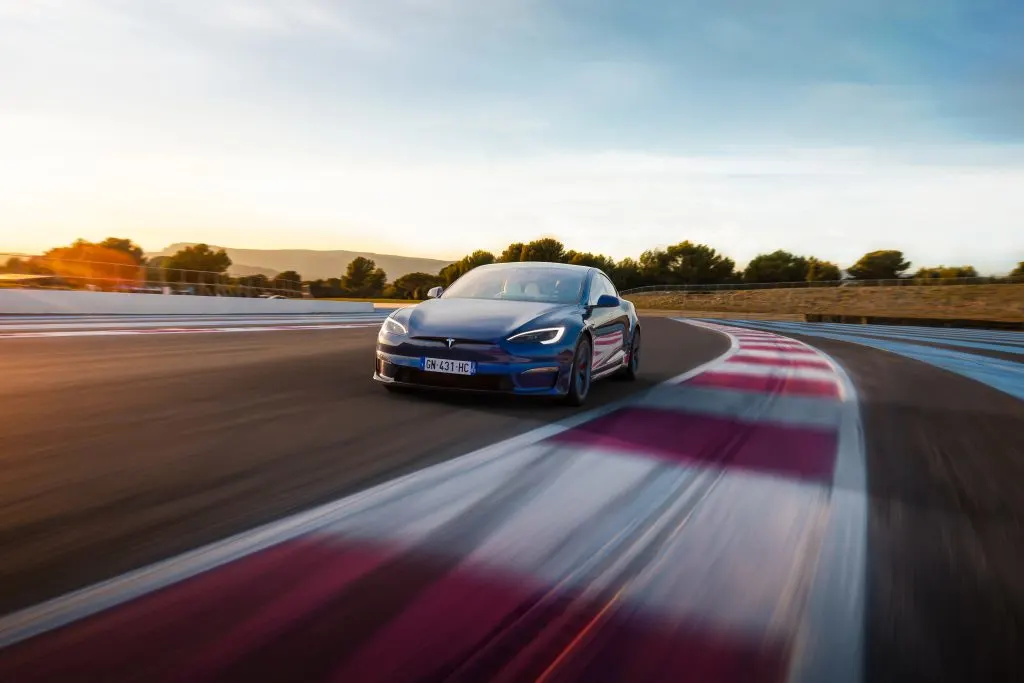 Tesla Model S in a race track