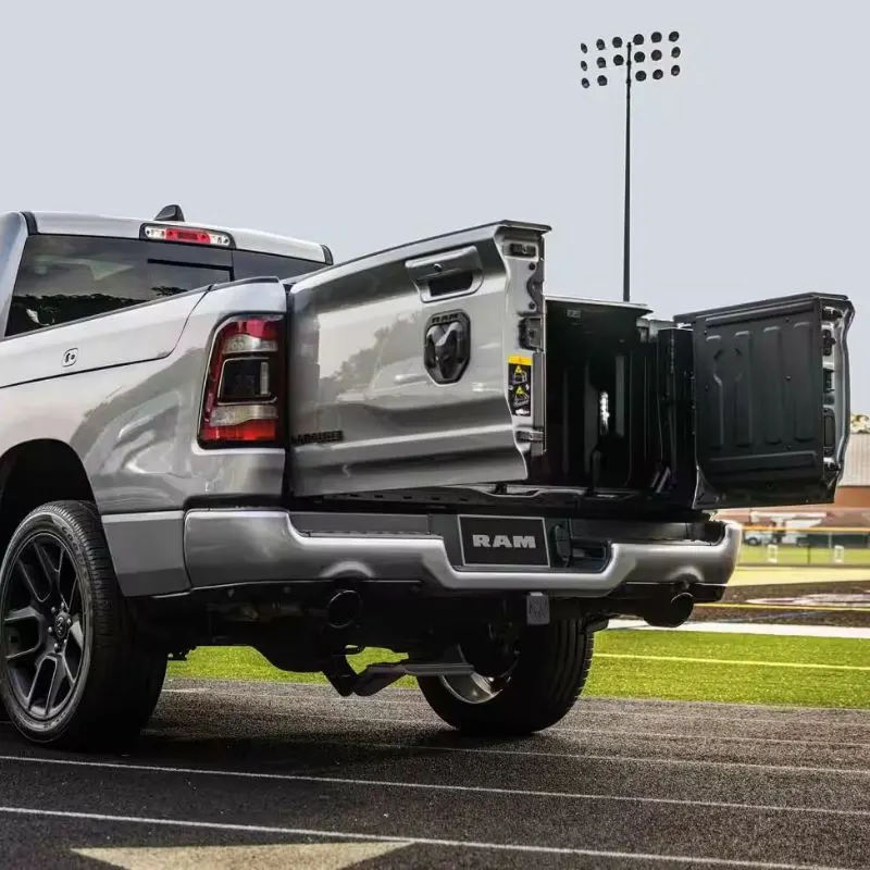 2024 Dodge Ram 1500 - Gray truck (Rear view) tailgate opening like a passenger door